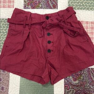 Abercrombie & Fitch Red High Waist Paper Bag Shorts